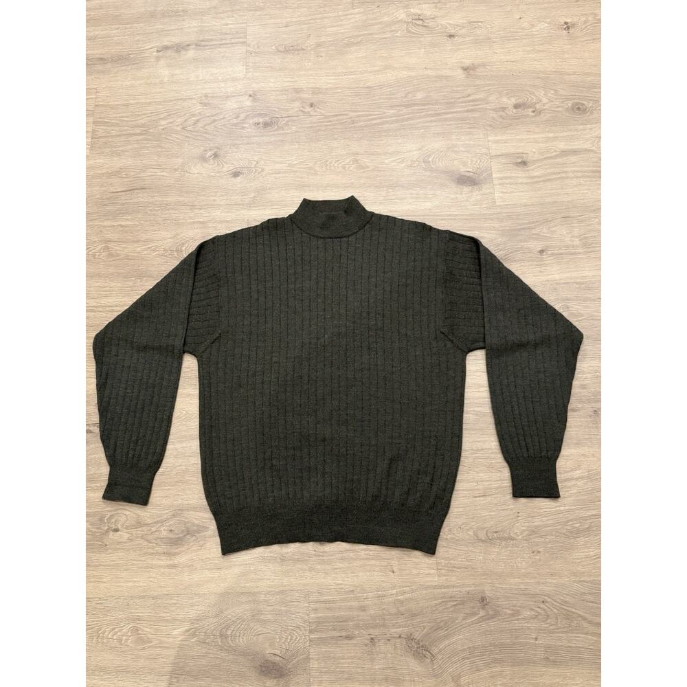 Jos A Bank Sports Wear Sweater Mens M Green Merino Wool Mock Neck Made In Italy.